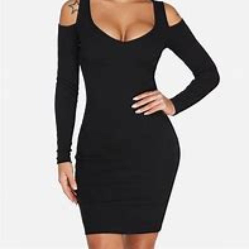 VENUS Black Cold Shoulder Bodycon Dress Women’s Size S - Picture 14 of 14